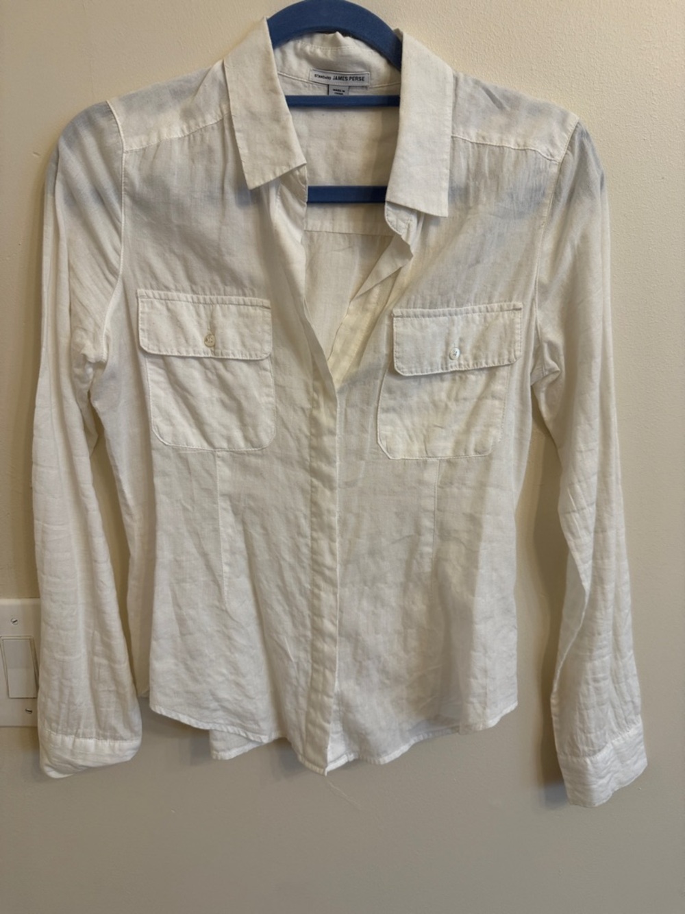 James Perse White Button-Front Shirt